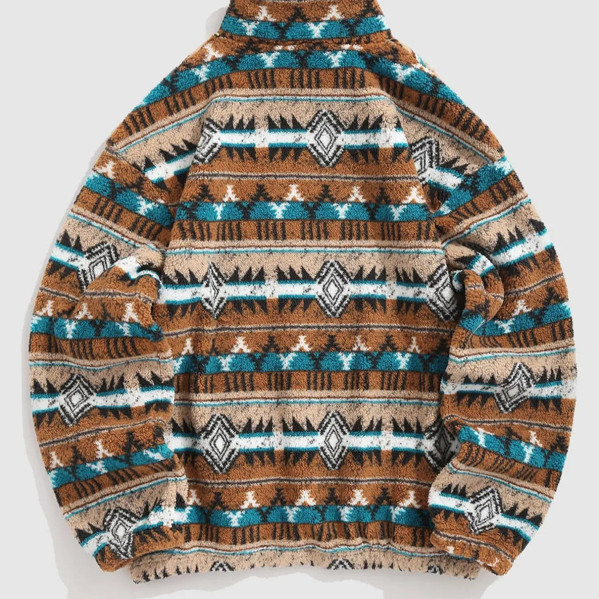 Patterned Fleece Half-Zip Pullover with Pocket