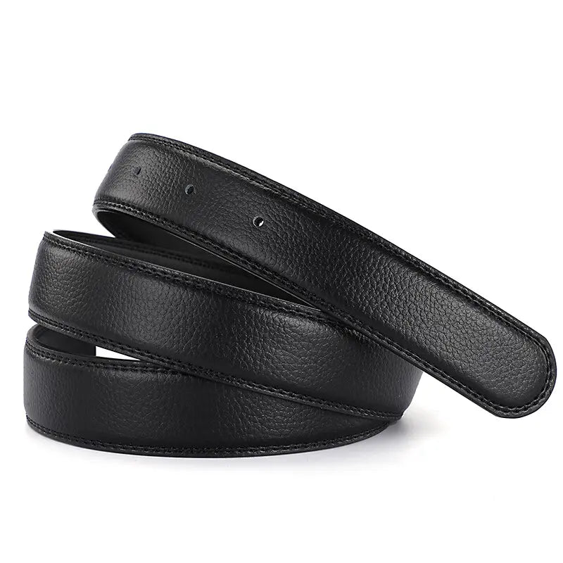 Black Textured Faux Leather Belt Strap