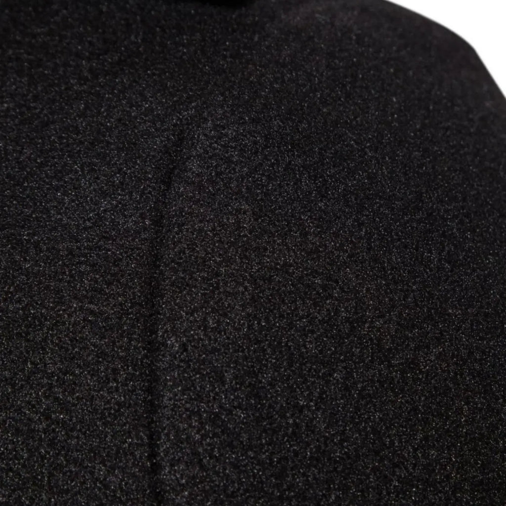 Long Black Double-Breasted Coat With Wide Lapels