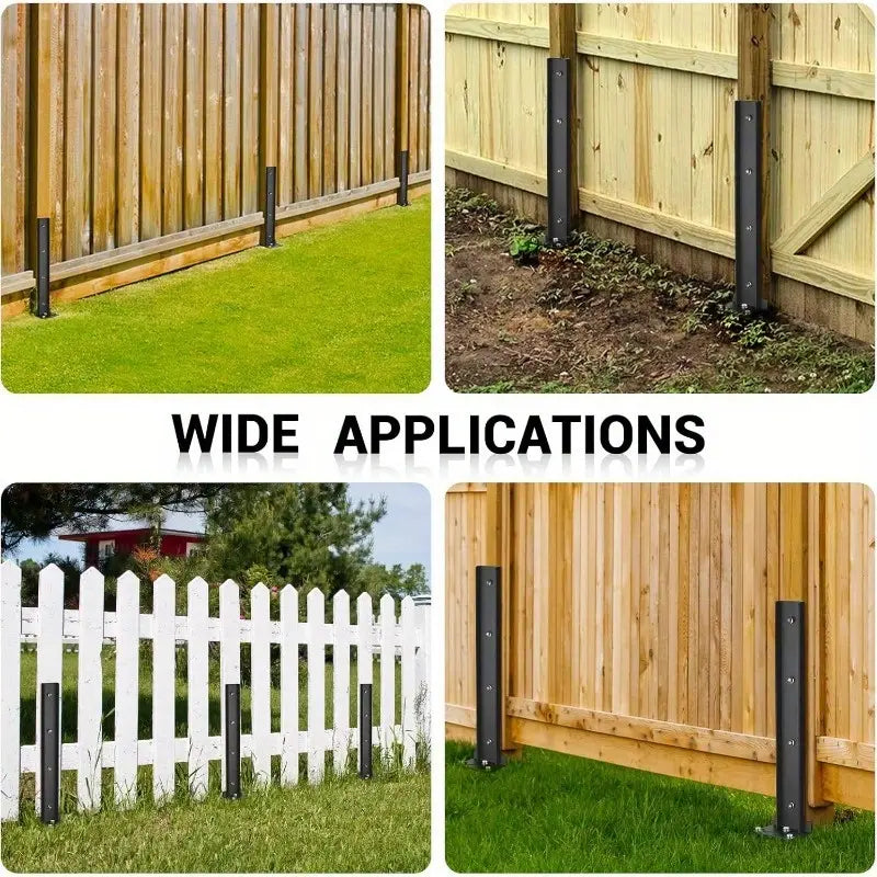 Black Metal Fence Post Repair Spike Set