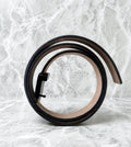 Black Textured Faux Leather Belt With Buckle